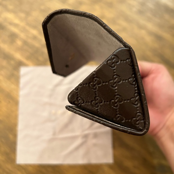 Gucci Folding Eyeglass Case GG Logo Cleaning Cloth Brown Clasp